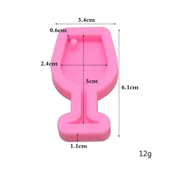 6cm Kristalų Vyno Stiklo Formos Silikono Formos Rausvos spalvos, Lengva Išleisti Pelėsių naudojamas, Kad Keychain 