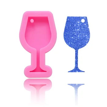 6cm Kristalų Vyno Stiklo Formos Silikono Formos Rausvos spalvos, Lengva Išleisti Pelėsių naudojamas, Kad Keychain 