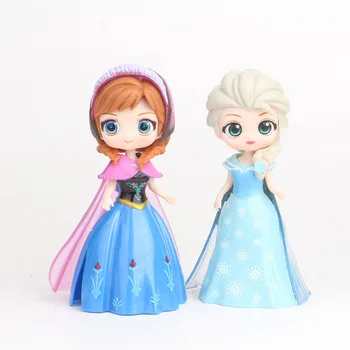 6pcs Disney duomenys užšaldyti Q Versija Princesė persirengti Lėlės Suknelė Veiksmų Skaičiai vaikams Žaislai vaikams 2DS02