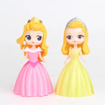 6pcs Disney duomenys užšaldyti Q Versija Princesė persirengti Lėlės Suknelė Veiksmų Skaičiai vaikams Žaislai vaikams 2DS02
