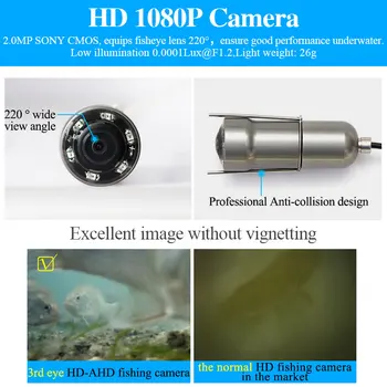 6pcs IR940nm 0.0001 Lux 2MP HAINAUT naktinio matymo povandeninės žūklės fotoaparatas