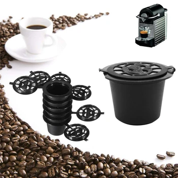 6PCS Juoda Daugkartiniai Kavos Capsula Pildymo Filtras Pod Daugkartinio naudojimo Nespresso 