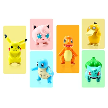 6PCS/Set Pokemon Pikachu Duomenys Lėlės Kawaii TAKARA TOMY 