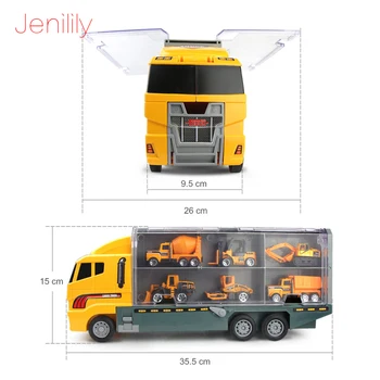 7 in 1 Mini Metalo Lydinio Inžinerijos Automobilio Modelio Traktoriaus Žaislas Gaisro Sunkvežimio Modelis Klasikinis Transporto priemonių, Žaislų Vaikams Berniukams