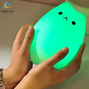 7 Spalvinga USB LED Animacinių filmų Nakties Šviesos Gyvūnų Katė Silikono Minkštas Silikagelio Naktį Lempa Vaikams, Kūdikių Dovanos Darželinukams Maitinti Lempos