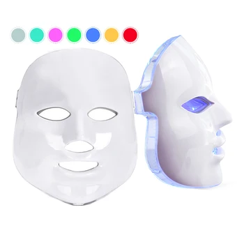 7 Spalvų LED Spalvinga Veido Kaukės Namų Raudonos ir Mėlynos Šviesos Šalinimas, Spuogų Ženklų Odos Priežiūros Fotonų Atjauninimo Grožio Priemonė