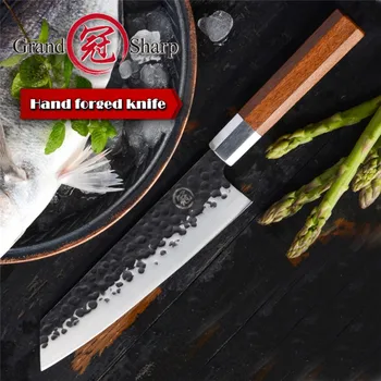 8 Colių Rankų Darbo Chef Peilis Japonijos Kiritsuke Virtuvės Peiliai Iš Nerūdijančio Plieno Pjaustymo Įrankiai Medienos Rankena Dovanų Dėžutėje Grandsharp