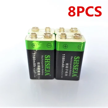 8pcs/daug SHSEJA nuolatinė įtampa 9V 1180mAh įkraunama ličio baterija, USB ličio polimero metalo detektorių, įkraunama baterija,