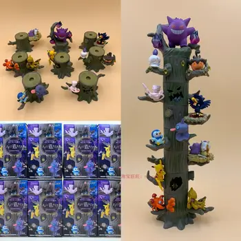 8Pcs/Set Originalių POKEMON Žaislas medžio kelmas Pocket Monstras Pikachu Miškų Veiksmų Skaičius, Modelis Žaidimas Aklas Lauke Poké Anime Žaislas Vaikas