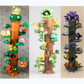 8Pcs/Set Originalių POKEMON Žaislas medžio kelmas Pocket Monstras Pikachu Miškų Veiksmų Skaičius, Modelis Žaidimas Aklas Lauke Poké Anime Žaislas Vaikas