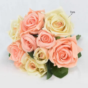 9 Vadovai Šilko Rožių Puokštės Dirbtinių Gėlių Flores Galvos Vestuvių Nuotakos Puokštė Gimtadienio Namo, Sodo Dekoro Netikrą Gėlės