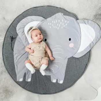 90CM Naujagimiui Nuskaitymo antklodė Kūrybos dramblys Dizaino Baby Žaisti Mat Apvalios Kilimų Medvilnės Gyvūnų Playmat Vaikai Kambario Dekoro