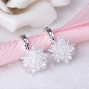 925 sterlingas sidabro mados blizga ledo gėlių kristalų ponios stud auskarai papuošalai Kovos su alergija moterų moterų vestuvių dovana