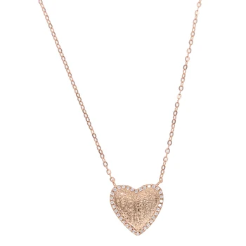 925 sterlingas sidabro papuošalai valentino dovana Širdies pakabukas karoliai auksas pakilo 3 sidabro spalvos Matinio efekto širdys Auksinės grandinės
