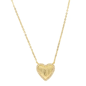 925 sterlingas sidabro papuošalai valentino dovana Širdies pakabukas karoliai auksas pakilo 3 sidabro spalvos Matinio efekto širdys Auksinės grandinės