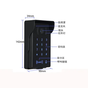 9Inch Laidinio Vaizdo Domofonas Namų Sistemą Butas Žiedas durų skambutį ir SPINDULIŲ Naktinio Matymo IP65 Kamera Slaptažodį FRID Kortele Prieigos Kontrolė