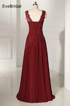 A-line Scoop Šifono Aplikacijos elegantiškas off-pečių pigūs bridesmaid dresses Vestuvinės suknelės, šaliai, skraistės de soiree Nėrinių
