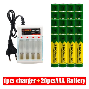 AAA Šarminės Baterijos 2800 MAH 1,5 V AAA tipo įkraunama baterija, Baterijos Nuotolinio Valdymo Žaislas Baterija Lemputė Akumuliatoriaus+kroviklis