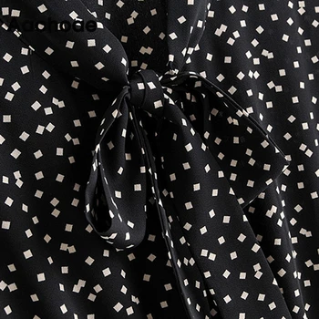 Aachoae Moterų Geometrinis Spausdinti Derliaus Ilgos Suknelės 2020 Peteliškę Apykaklės Atsitiktinis Midi Suknelė Moterų Pynimas Ilgomis Rankovėmis Elegantiška Suknelė