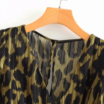 Aachoae Moterų Leopardas Spausdinti Trumpą Suknelę V-kaklo Pavasario Vasaros Šifono Mini Suknelė, Prašmatnus Tuščiaviduriai Iš Sundress Ponios Varčias Suknelės
