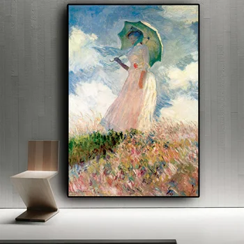 Abstrakti Moteris su Skėtis Madame pagal Claude Monet Naftos Tapyba ant Drobės, Plakatų ir grafikos Sienos Meno Nuotrauka už Kambarį