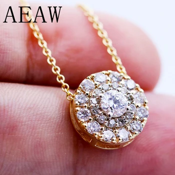 AEAW Nekilnojamojo 10K Baltos Ir Geltonos Aukso Laboratorijoje Auginami 3mm Moissanite Deimantų Pakabukas su Chian Karoliai Moterims