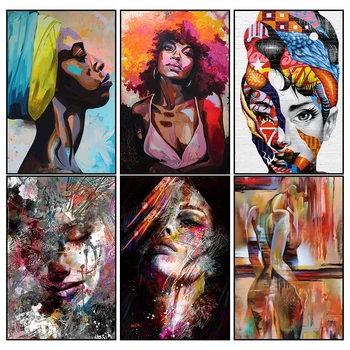 Afrikos Moterų Sexy Body Art Canvas Print Tapybos Sienos Menas, Plakatų ir grafikos Sienos Nuotraukas Namų Kambarį Cuadros