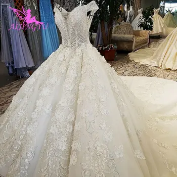 AIJINGYU Baltas Korsetas Vestuvių Suknelė Libanas Blizgučiai 