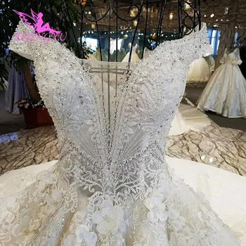 AIJINGYU Baltas Korsetas Vestuvių Suknelė Libanas Blizgučiai 