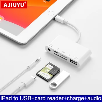 AJIUYU OTG USB Žaibas Už iPad10.2 9.7 10.5 Kortelių Skaitytuvas Hub dock for ipad Air 2 3 pro mini 4 5 Adapteris Keitiklis HDMI vaizdo kamera