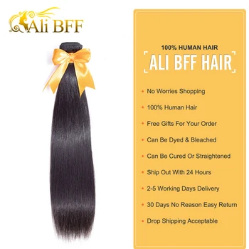 ALI BFF Malaizijos Tiesūs Plaukai 13x4 Nėriniai Priekinio Uždarymo su Ryšulių Remy Human Hair Ryšulius su Nėrinių Priekinės Nemokamas Dalis