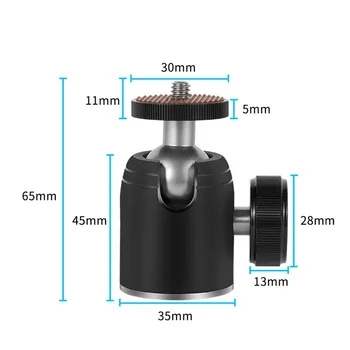 Aliuminio lydinys 360 Laipsnių Sukimosi dvipusis Mini Gimbal 3/8 Varžto skylę Monopodzie Veidrodžio vaizdo Kamera 1/4 Varžtas