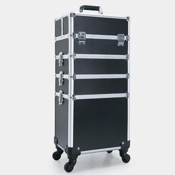 Aliuminio lydinys, abs tankis valdybos vežimėlio atveju 4 sluoksnis kosmetikos dėžutės profesinės grožio priemonių rinkinys kelionės lagaminą maišelį, bagažo krepšiai