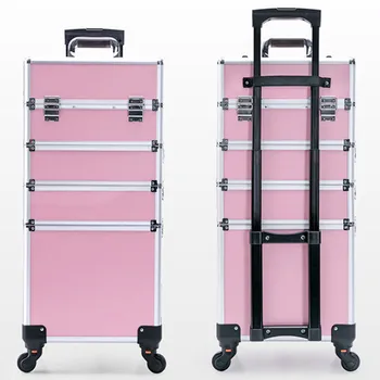 Aliuminio lydinys, abs tankis valdybos vežimėlio atveju 4 sluoksnis kosmetikos dėžutės profesinės grožio priemonių rinkinys kelionės lagaminą maišelį, bagažo krepšiai