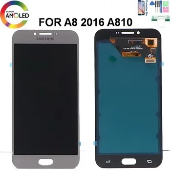 AMOLED A810 LCD Ekranas Samsung Galaxy A8 2016 A810 SM-A810F A810F/DS A810YZ Ekranas Su Jutikliniu Ekranu, skaitmeninis keitiklis Asamblėja