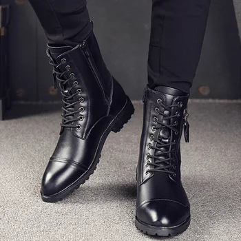 Anglija stiliaus vyrų atsitiktinis naktinis klubas motociklo suknelė auliniai batai juodos spalvos natūralios odos batus, lauko ilgas įkrovos botas hombre sapato