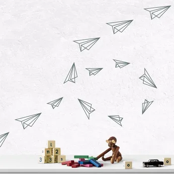Animacinių Filmų Origami Airplane Lėktuvų Siena Lipdukas Berniukas Kambarys Darželio Origami Biplanas Lėktuvo Sienos Lipdukas Miegamasis Kambarys Vinilo Dekoras