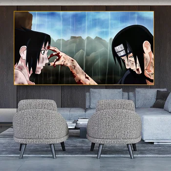 Anime plakatas Naruto Sasuke VS Itachi drobė meno tapybos sienos nuotrauka spausdinama namų puošybai sofa fone sienų apdaila