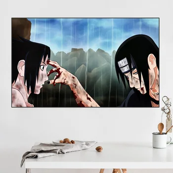 Anime plakatas Naruto Sasuke VS Itachi drobė meno tapybos sienos nuotrauka spausdinama namų puošybai sofa fone sienų apdaila