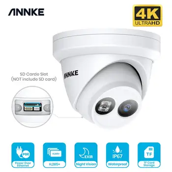 ANNKE 1PC Ultra HD 8MP Kamera su POE 4K Lauko, Patalpų oro sąlygoms Saugumo Tinklo Dome EXIR Naktinio Matymo Pašto Įspėjimą VAIZDO Kamera