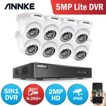 ANNKE 8CH 2MP HD Vaizdo Stebėjimo Sistemos H. 265+ 5in1 5MP DVR Lite 4X 8X 1080P Dome (Lauko sąlygoms atsparios Apsaugos Kameros CCTV