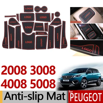 Anti-Slip Gumos Vartų Angą Taurės Kilimėlis Peugeot 2008 3008 MK1 4008 5008 MK2 5008GT GT 2016 2017 2018 2019 Reikmenys, Lipdukai