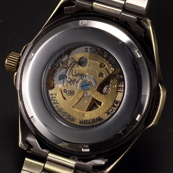 Antikvariniai Dizaino Skeletas Automatinis Mechaninis laikrodis Derliaus Žalvario, plieno, vyriški Laikrodis Skeleto Steampunk Laikrodis Vyrų Juoda Rinkimo
