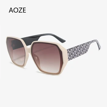 AOZE 2020 Prabangus Retro aikštė akiniai nuo saulės ponios didelis rėmas moteriški akiniai nuo saulės mados gradientas moterų taurės Moterų ins Populiarus