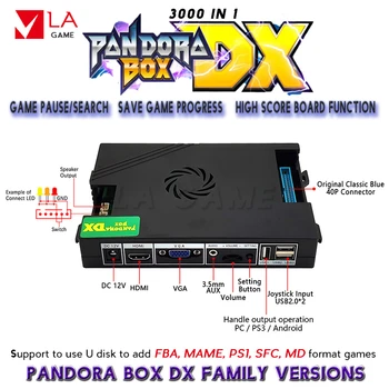 Arcade kabineto pandora box dx 3000 žaidimai šeimos versiją jamma arkadinis 3d žaidimas paramos fba mama ps1 žaidimas