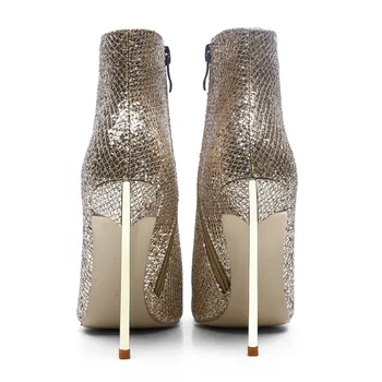 Arden Furtado 2019 m. pavasario naujus aukštakulnius 12cm batai mados užtrauktukas metalo aukštakulnius moteris batai auksas, sidabras šalies batų dydį 33