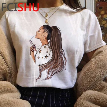 Ariana Grande Ačiū,kitą Marškinėliai Moterims Dropshipping Juokingas Animacinių filmų Marškinėlius Estetinės 7 Žiedai T-shirt Hip-Hop Top Tees Moteris
