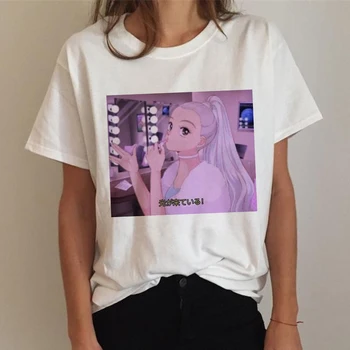 Ariana Grande Harajuku Marškinėliai Moterims 7 Žiedai Ullzang Mados Ačiū U,Šalia Marškinėlius 90-ųjų Hip-Hop trumpomis Rankovėmis T-shirt Viršuje Tee Moteris