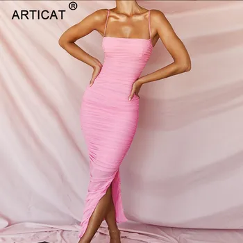 Articat Seksualus Vien Akies Šalis Suknelė Moterims 2020 Stebėjimo Padalinta Ilgas, Maxi Suknelė Elegantiškas Rudenį Bodycon Plisuotos Suknelė Vestidos