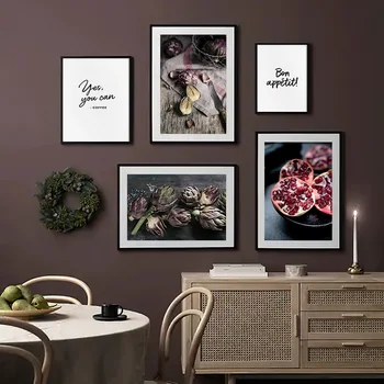 Artišokas Obuolių, Daržovių, Vaisių Žalio Maisto Plakatas Drobė Spausdinti Virtuvės Meno Tapybos Modernios Sienos Nuotrauka Valgomojo Kambario Dekoro